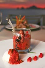 Red Octopus with White Polenta served at Sunset da Mona Lisa Italian Restaurant - Cabo San Lucas
