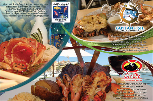 Capitan Fish- Arts&Sushi-Ole Ole - Ad Proof - Los Cabos Magazine Issue 21 - Cabo San Lucas