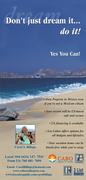 Carol S. Billups - Ad Proof - Los Cabos Magazine Issue 31 - Cabo San Lucas
