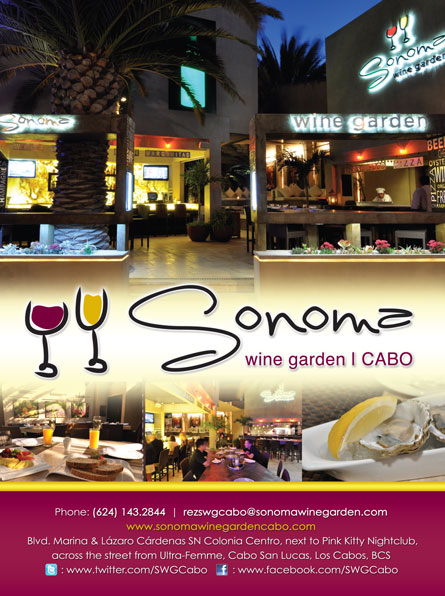 Sonoma Wine Garden Cabo - Ad Proofs - Los Cabos Magazine #31 - Cabo San Lucas, Los Cabos