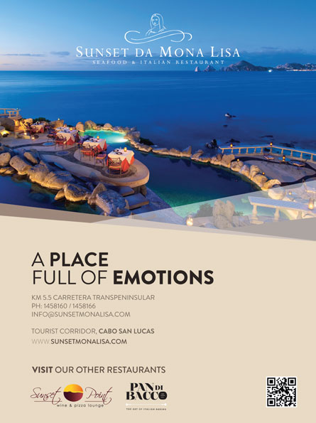 Sunset Da Mona Lisa Restaurant - Ad Proof - Los Cabos Magazine Issue 33 - Cabo San Lucas