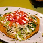 Cora Toast (beef or chicken), giant toast homemade, refried beans, fresh salad, onion and sweet red sauce