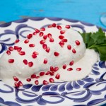 Chile en Nogada.- A specialty dish to celebrate Independence Day. Roasted and peeled Poblano pepper stuffed with sautéed meats, seeds and dried fruit, served with afresh cold walnut & sherry cream sauce. One of Mexico's finest.