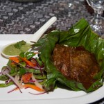Leg of Lamb wrapped in banana leaf.