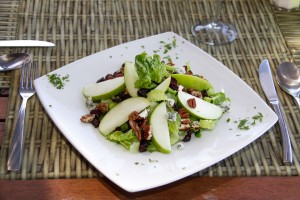 Apple Salad.- Nuts and Blue Cheese with Mustard Dressing