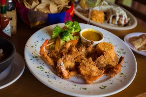 Coconut shrimp with mango salsa. 