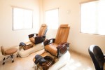 The high-tech chairs at La Purísima give you a shiatsu massage during your pedicure.