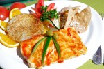 Omelettes with Cheese – With ham, bacon, chorizo or sausage, served with beans & hash brown