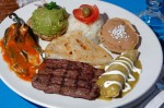 Mexican Sampler – Chile Relleno, “Angus” flank Steak, Enchilada, Quesadilla, rice & beans