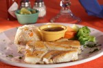 Fish fillet served with rice & vegetables