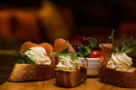 Bruscheta con Salmone. Homemade tar tine bread bruschetta winch smoked salmon anda fresch cheese.