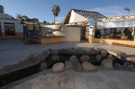 The work is underway to repair damage at Hacienda del Cayote Restaurant