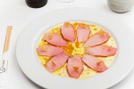     Sashimi Hamachi Curry – Tasty thin slices of japanese hamachi with citrus flavors and fragrant curry Pairing great  with Sauvignon Blanc Nick-San.