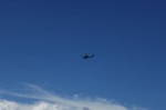 Policia Federal helicopter flying over the Cabo San Lucas marina.